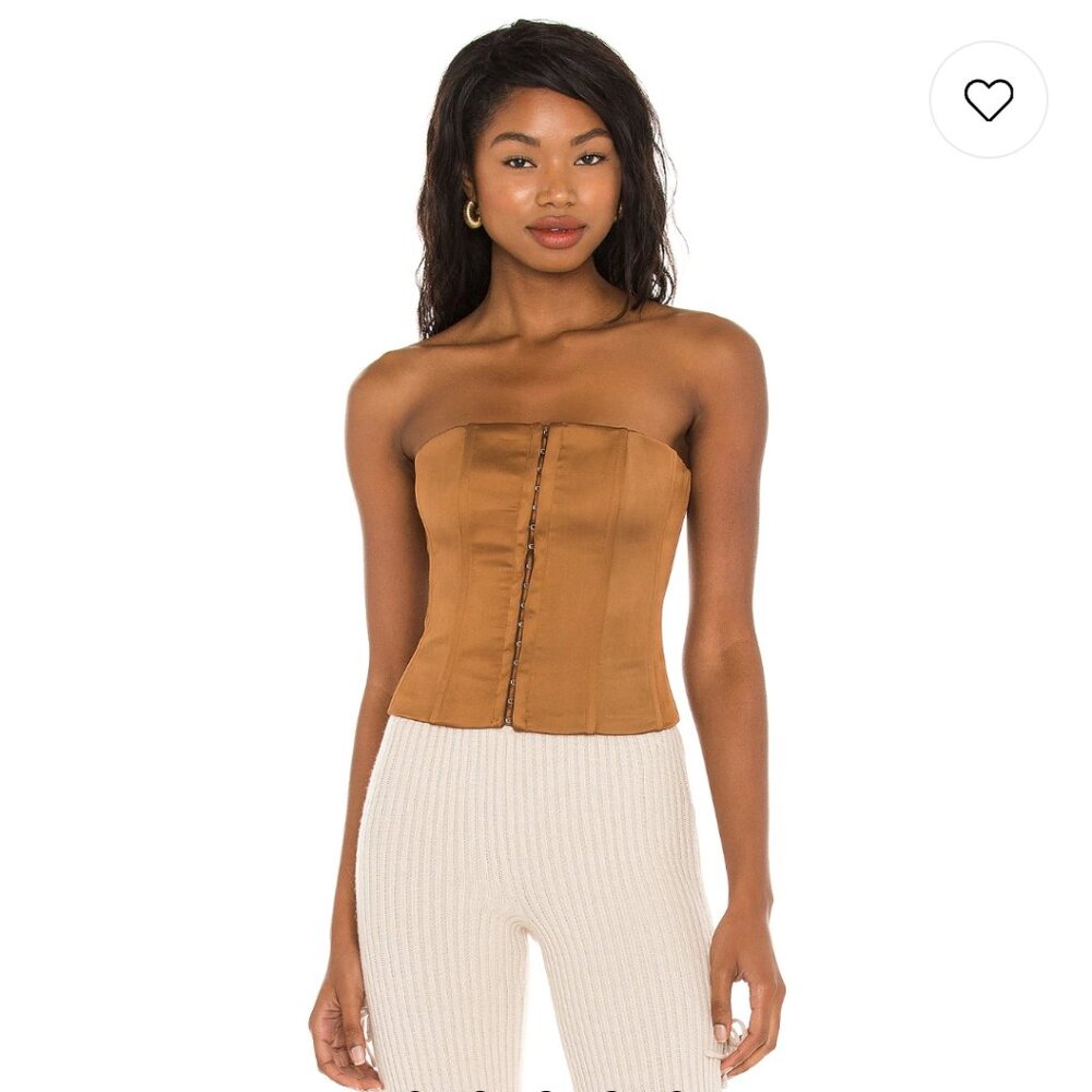 Guizio Satin Corset Top in Brown